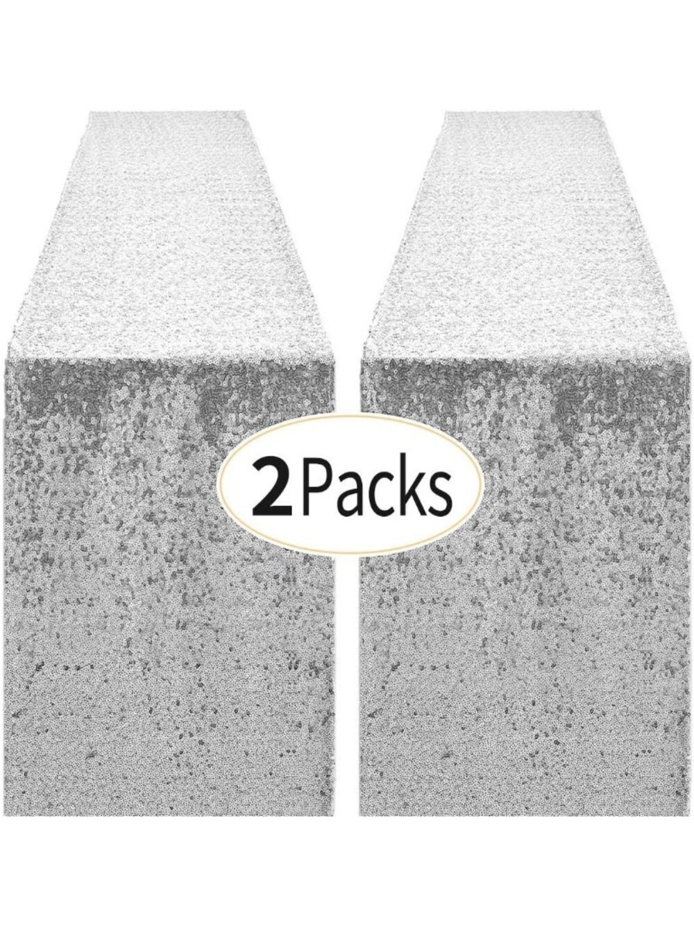 New 12 x 72 inches Silver Sequin Table Runner, 2 Packs